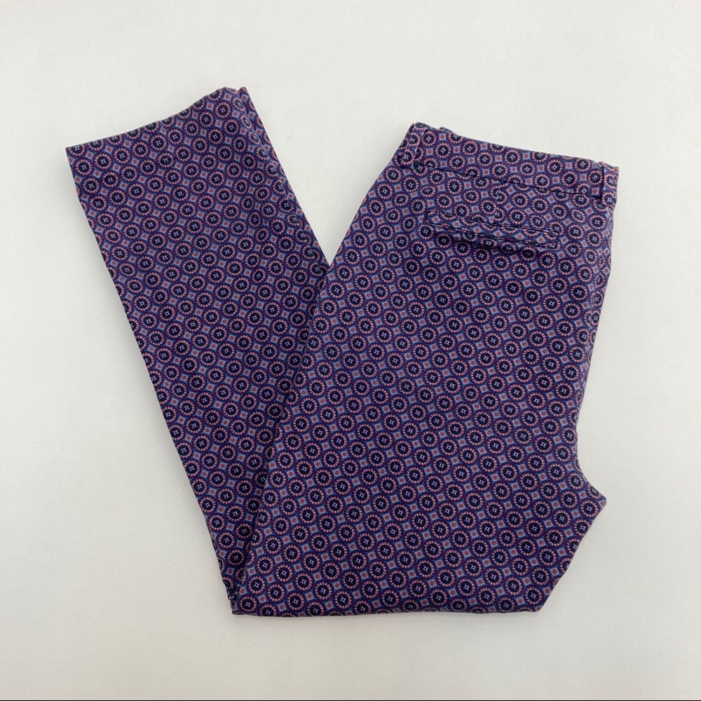 Lands End Fit 2 Straight Leg Aztec Print Purple Pink Pants Womens Size 12